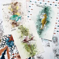 Triptique couleur nautique Chou and Flowers par Marlene Arts