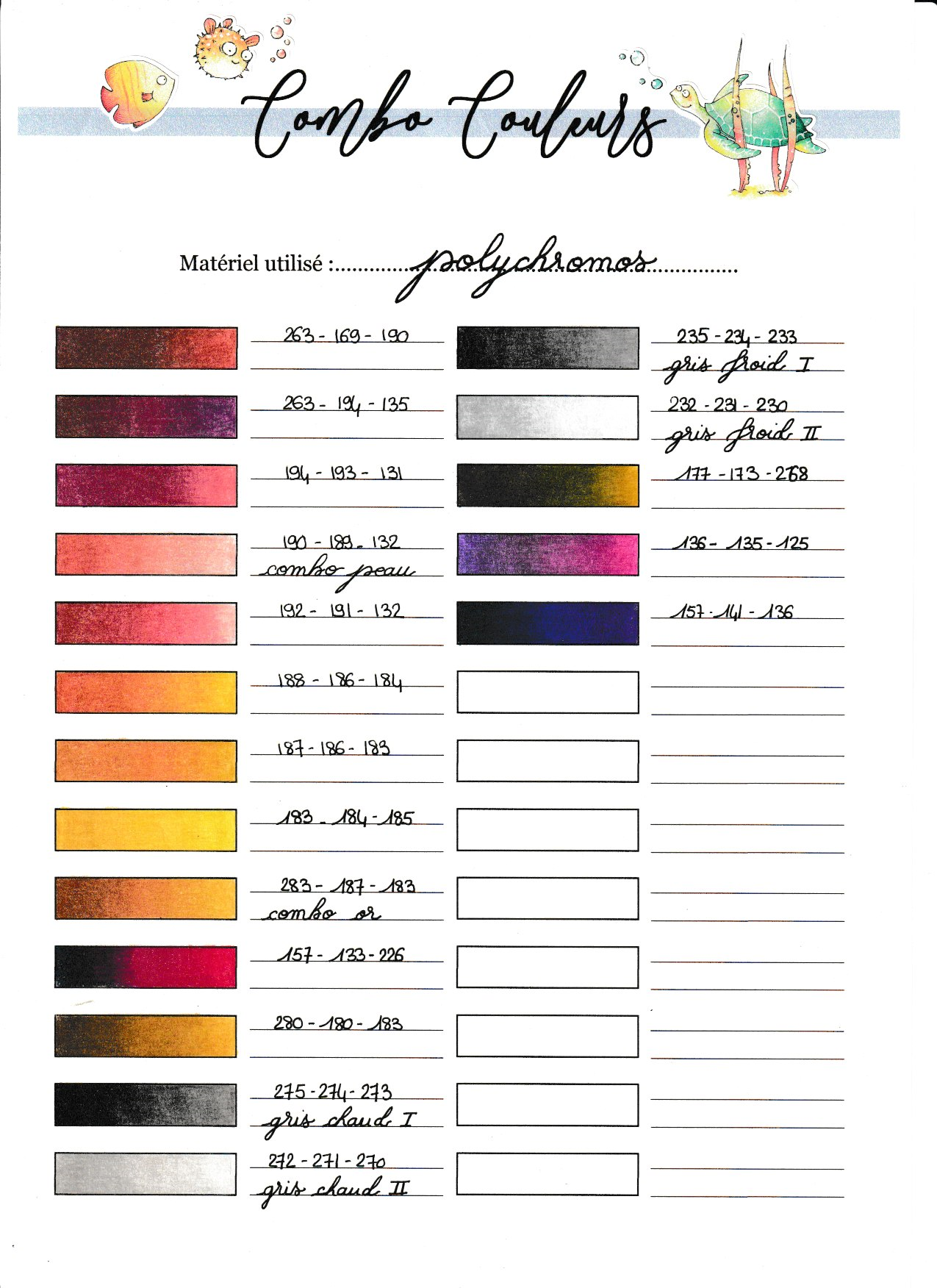 Nuancier Combo couleurs polychromos 2