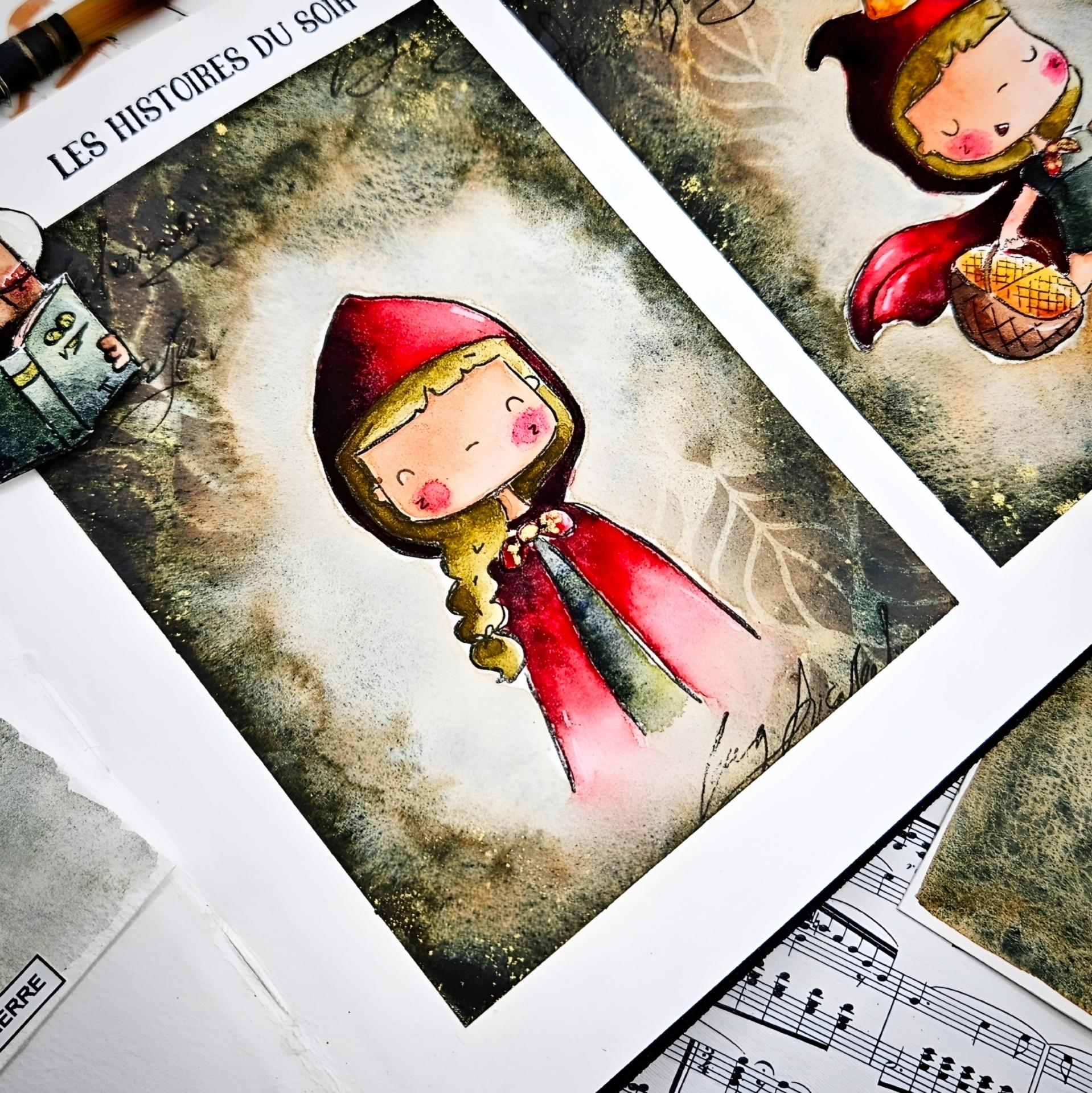 Détail art journal petit Chaperon Rouge par Marlene Arts
